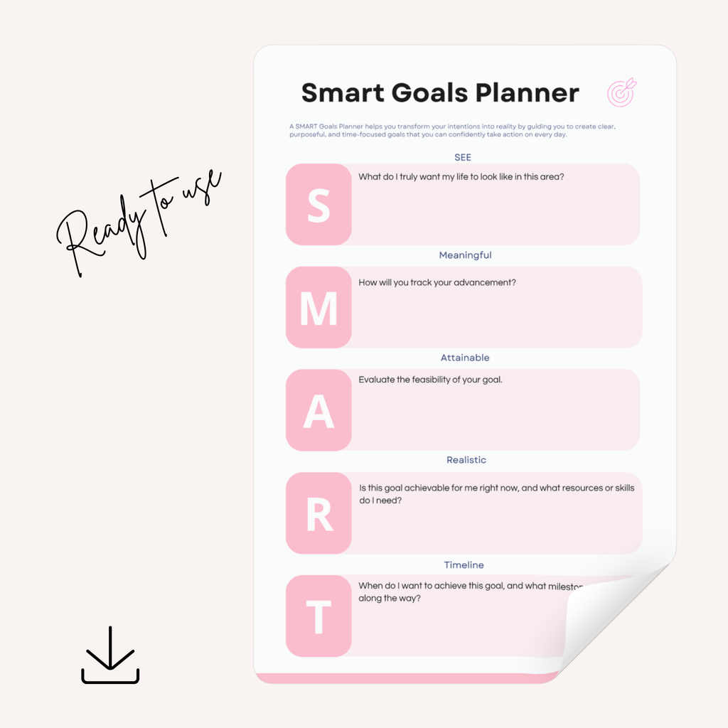 Smart Goals Planner | Success Achievement PDF | Productivity Action Log | Mindset Growth Framework | Objective Setting Book