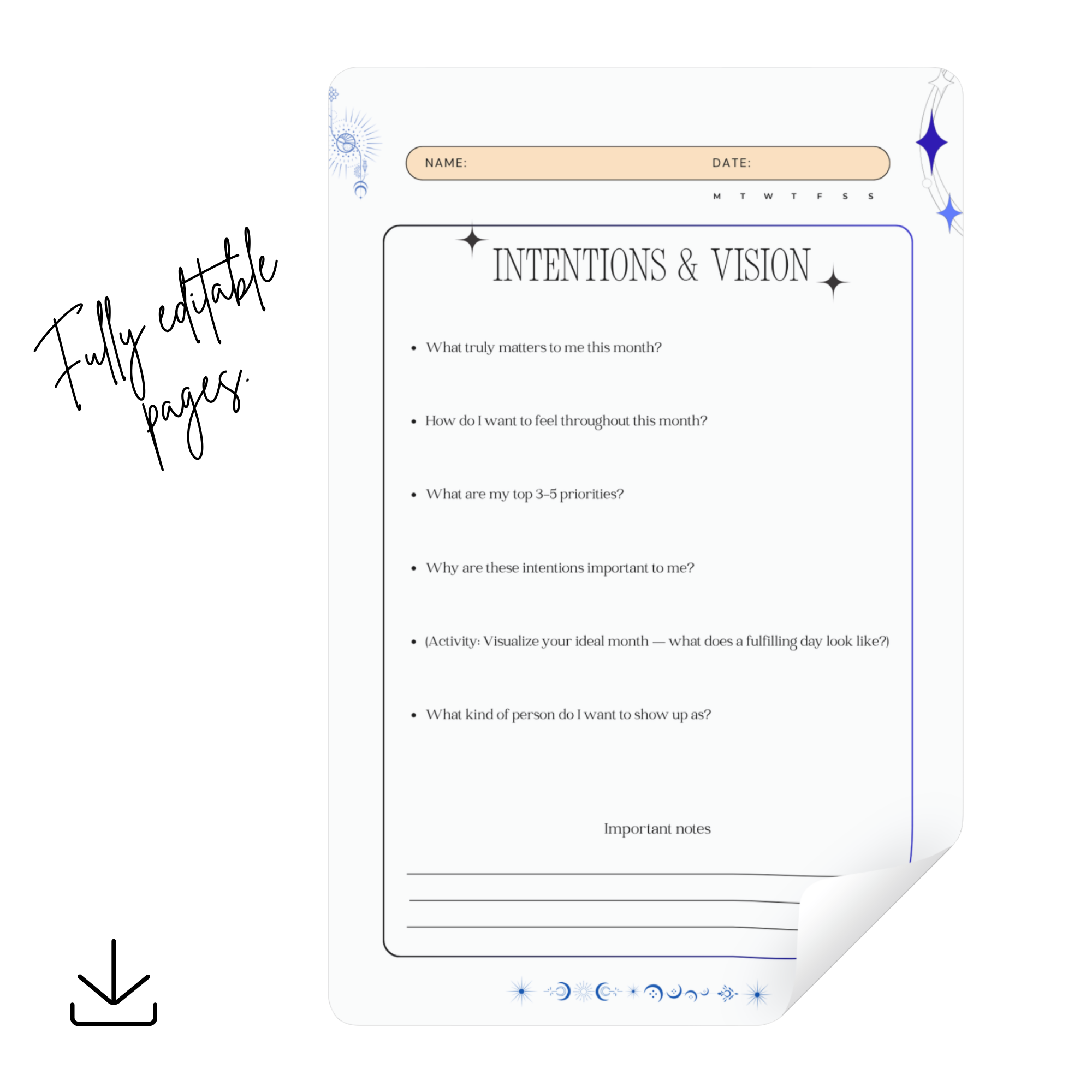 Monthly Reset & Intentions | Law Of Attraction PDF | Goal Alignment Log | New Moon Vision Book | Manifestation Diary