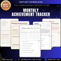 Periodical Accomplishment Monitor PNG PDF Milestone Victory Log Success Performance Record Monthly Win Tracker Goal Progress Success Map Kit