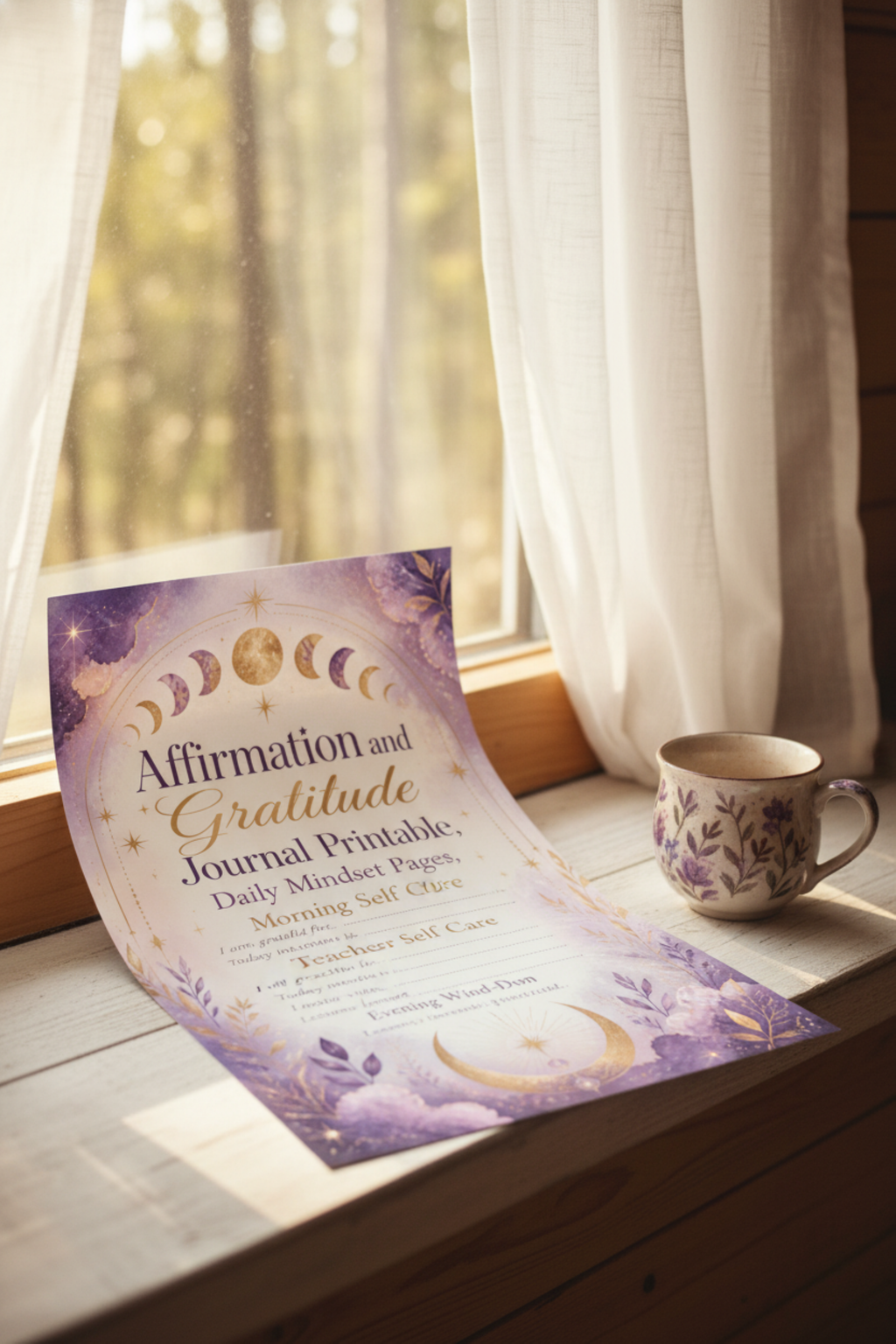 Affirmation & Gratitude Journal Printable | Teacher Self Care | Daily Mindset Pages | Affirmation Journal PDF | Instant Download