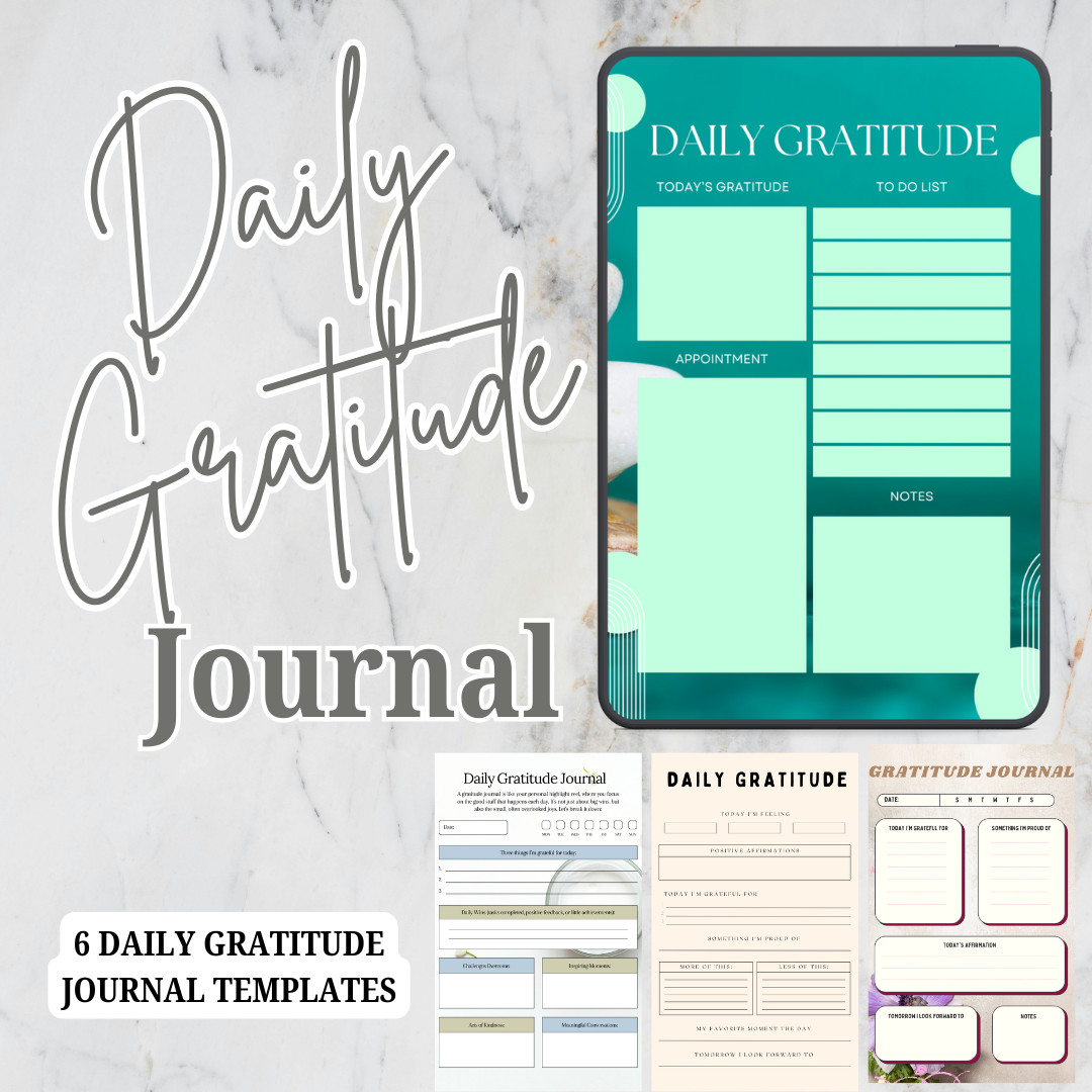 Gratitude Planner | Daily Gratitude Journal Printable PDF PNG - Mindfulness & Positive Thinking | Self Care Journal | Instant Download