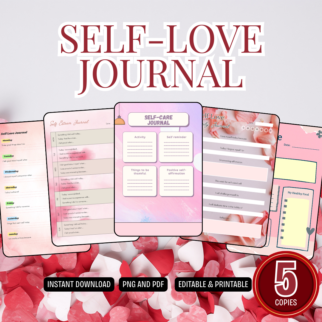 Self Care Journal Printable | Self Love Journal Templates PDF PNG - Mental Wellness & Healing | Personal Growth | Instant Download