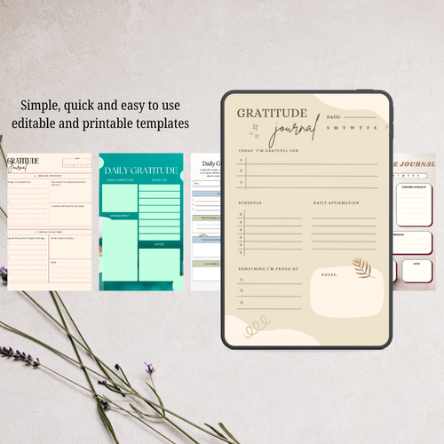 Gratitude Planner | Daily Gratitude Journal Printable PDF PNG - Mindfulness & Positive Thinking | Self Care Journal | Instant Download
