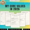 My core Values in 2026 | Mindset Discovery PDF | Identity Alignment Log | Success Foundation Book | Yearly Principle Guide | Growth Map