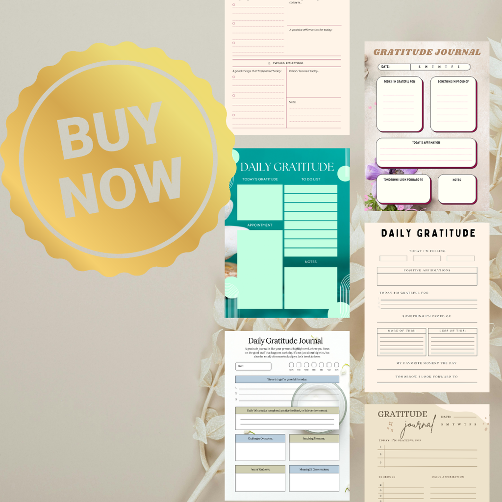 Gratitude Planner | Daily Gratitude Journal Printable PDF PNG - Mindfulness & Positive Thinking | Self Care Journal | Instant Download