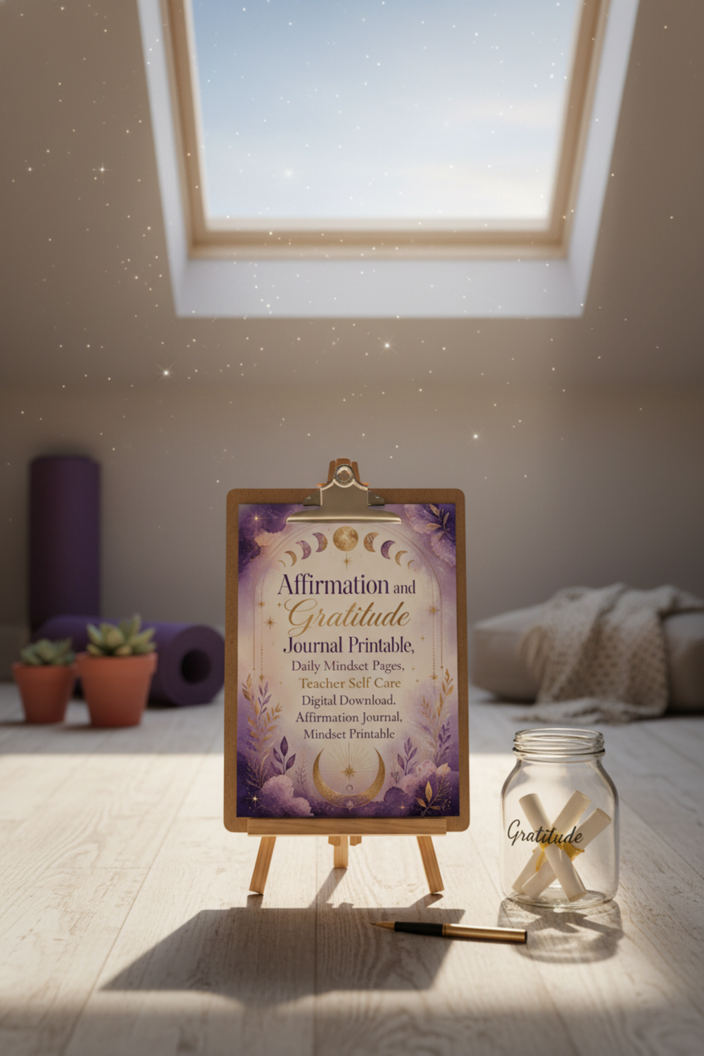Affirmation & Gratitude Journal Printable | Teacher Self Care | Daily Mindset Pages | Affirmation Journal PDF | Instant Download