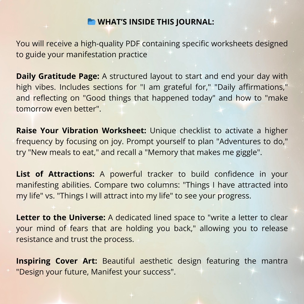 Law of Attraction Planner | Manifestation Journal Printable PDF PNG - Daily Manifesting Journal | Mindset & Abundance | Instant Download