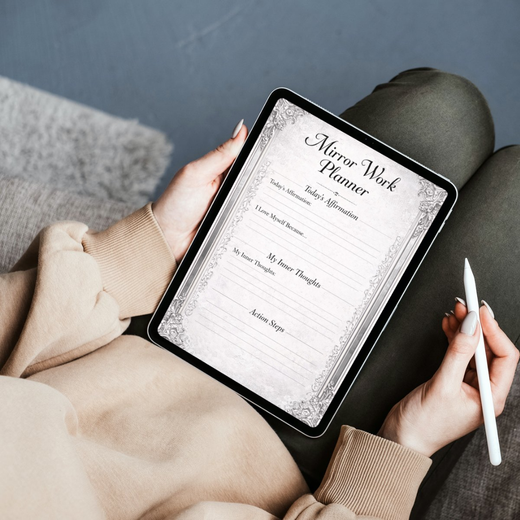 Self Love Affirmation Journal | Mirror Work Planner PDF PNG - Confidence & Healing | Inner Work Printable | Instant Download