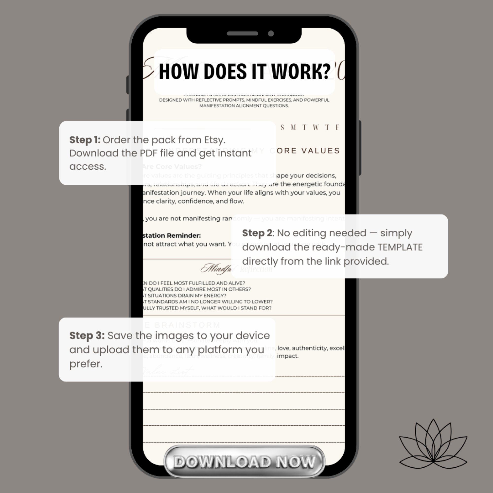 My core Values in 2026 | Mindset Discovery PDF | Identity Alignment Log | Success Foundation Book | Yearly Principle Guide | Growth Map