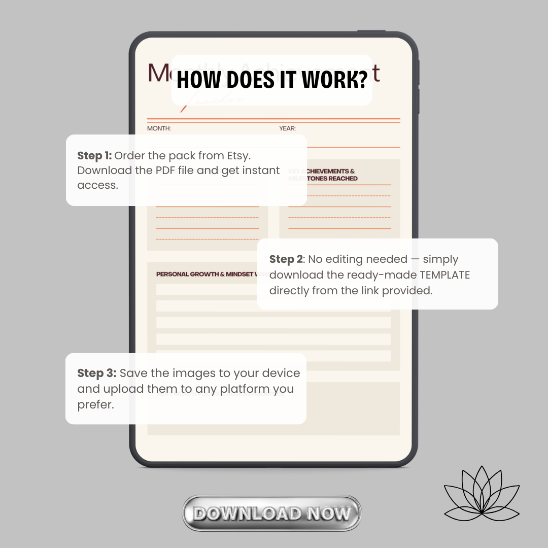 Periodical Accomplishment Monitor PNG PDF Milestone Victory Log Success Performance Record Monthly Win Tracker Goal Progress Success Map Kit
