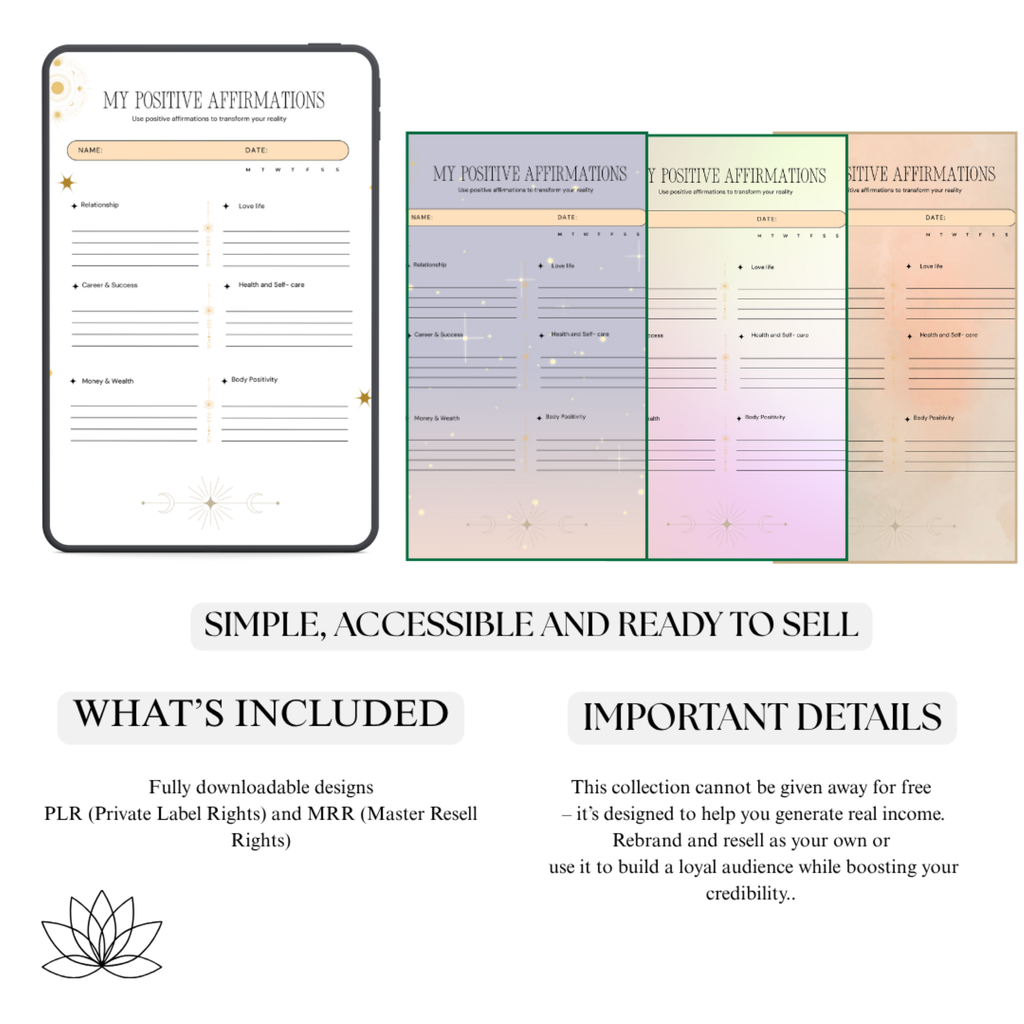MY POSITIVE AFFIRMATIONS | Manifestation PDF | Daily Mindset Guide | Abundance Journal | Self Love Book | High Vibe Growth | Success Diary