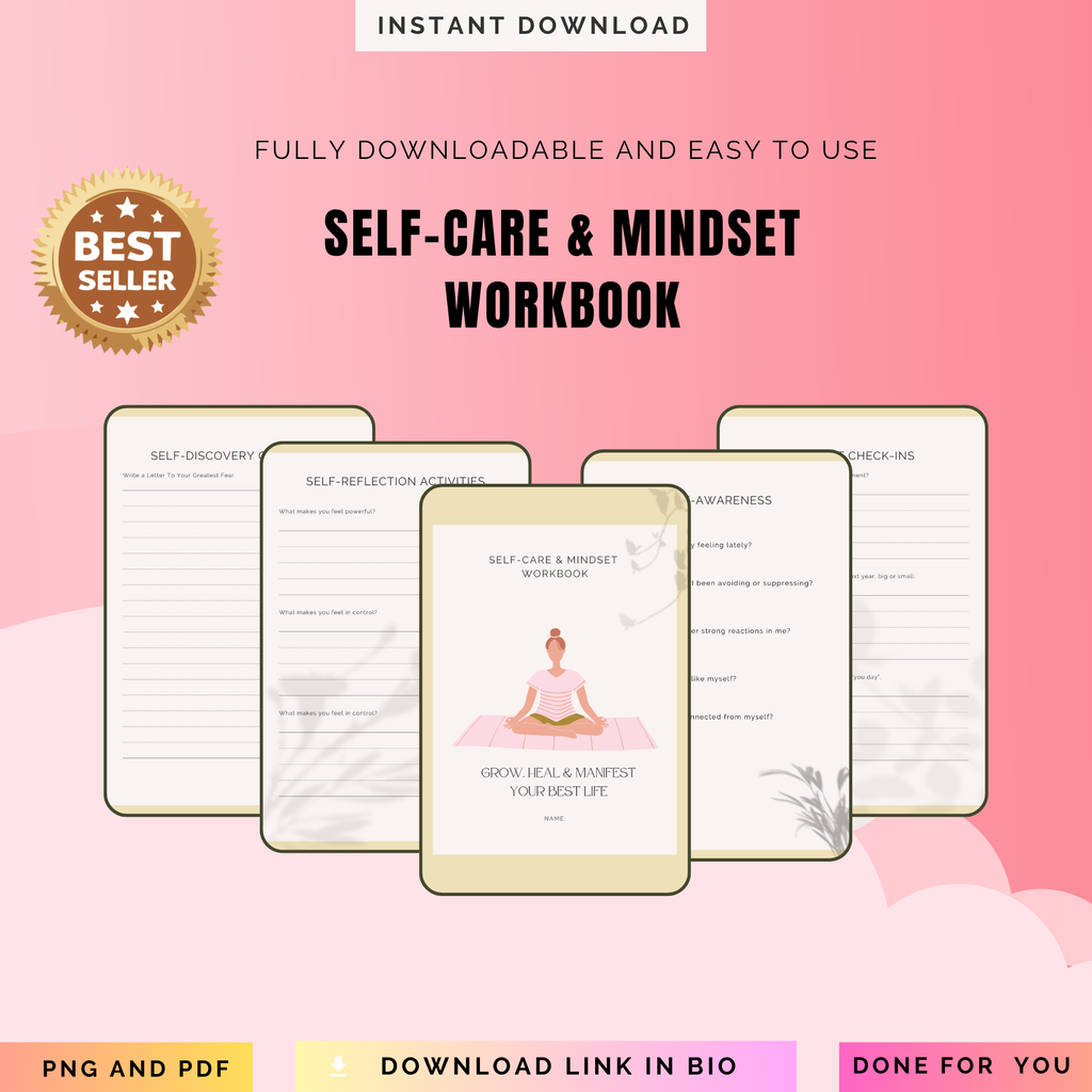 Self-Care & Mindset Workbook | Wellness Journal PDF | Resilience Training | Daily Growth Log | Mental Health Pad | Personal Growth Diary
