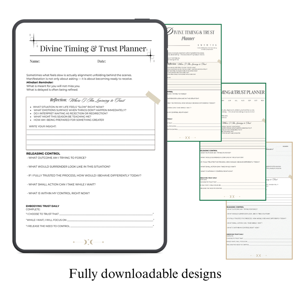 Universal Alignment Sacred Synchronicity Guide PNG PDF Faith Surrender Journal Spiritual Timing Organizer Cosmic Schedule Faith Roadmap Sheet