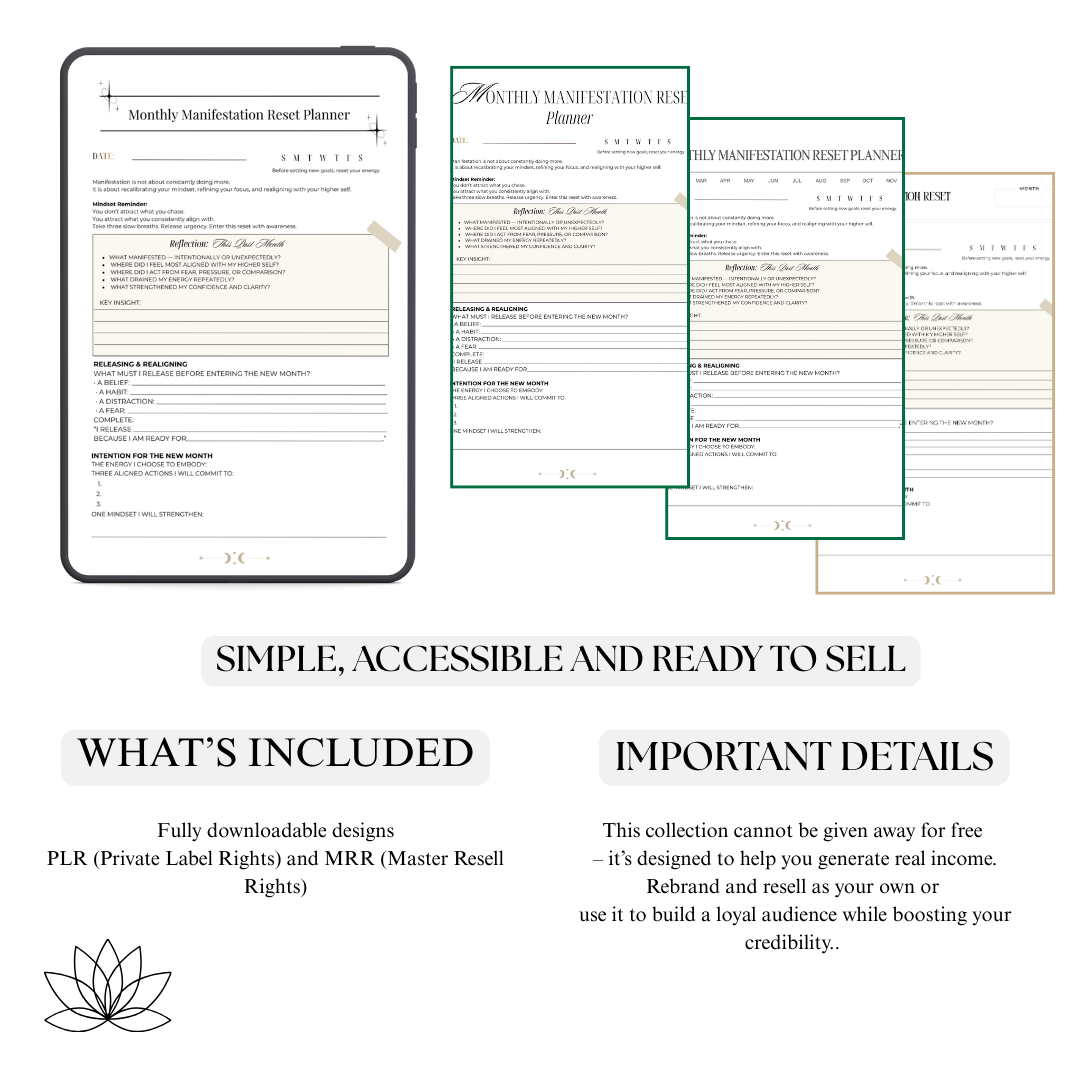 New Month Intention Reboot PNG PDF 30 Day Goal Alignment Audit Sheet Soul Recalibration Guide Periodic Success Vision Manifesting Review Kit