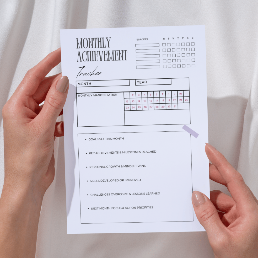 Periodical Accomplishment Monitor PNG PDF Milestone Victory Log Success Performance Record Monthly Win Tracker Goal Progress Success Map Kit