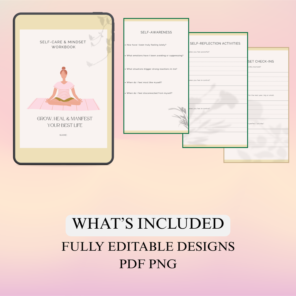 Self-Care & Mindset Workbook | Wellness Journal PDF | Resilience Training | Daily Growth Log | Mental Health Pad | Personal Growth Diary