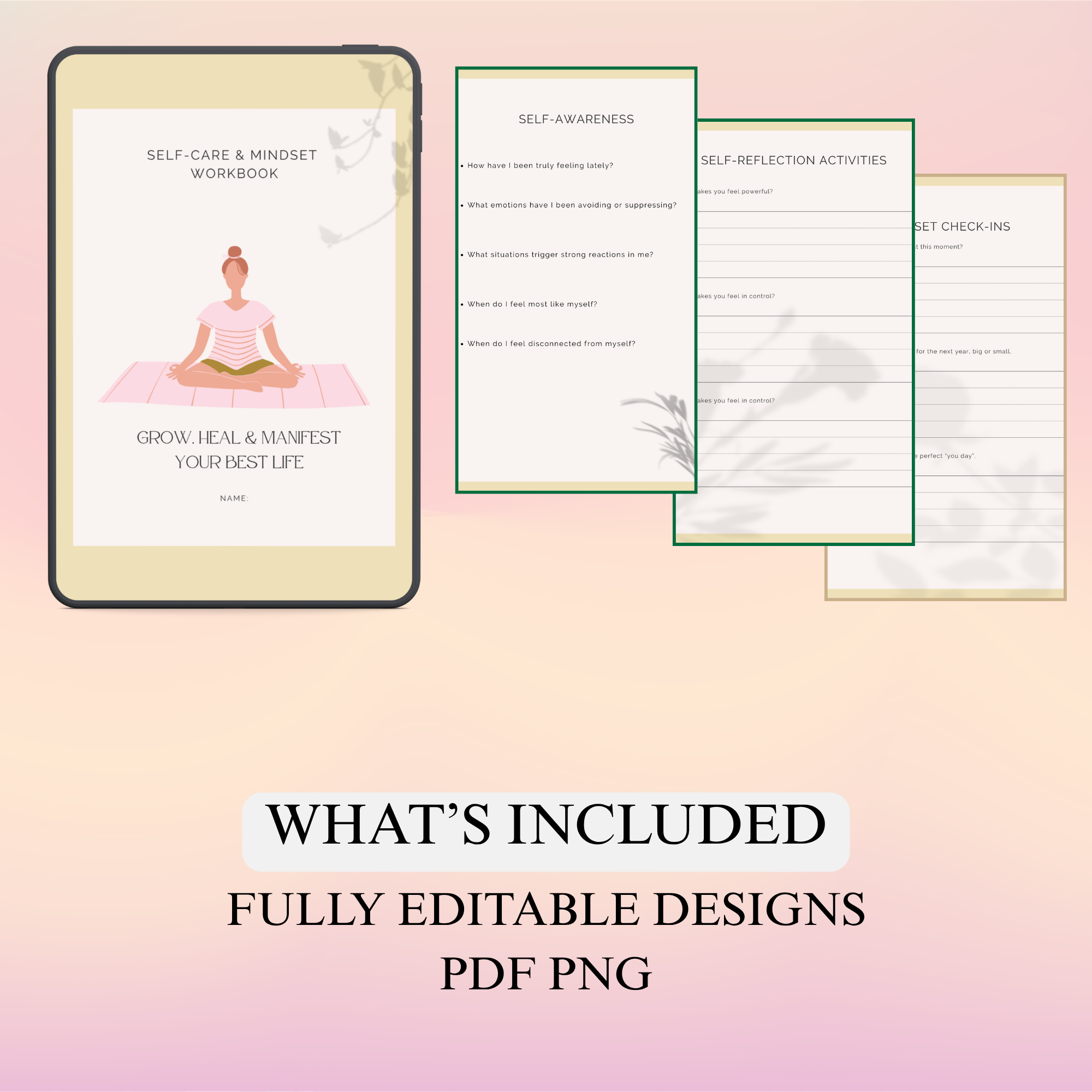 Self-Care & Mindset Workbook | Wellness Journal PDF | Resilience Training | Daily Growth Log | Mental Health Pad | Personal Growth Diary